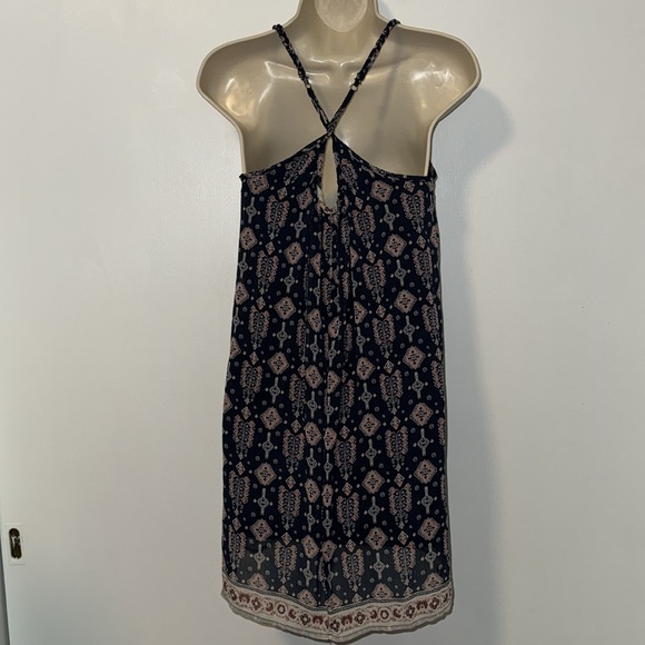 Hollister Mini Slip Dress w Boho Print Navy Blue Women’s S Small - Picture 8 of 14